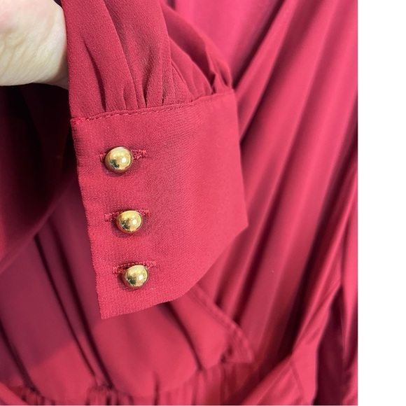 BALTIC BORN Burgundy Lydia Tie Waist Maxi Dress Flowy Romantic Size XL - Picture 8 of 13